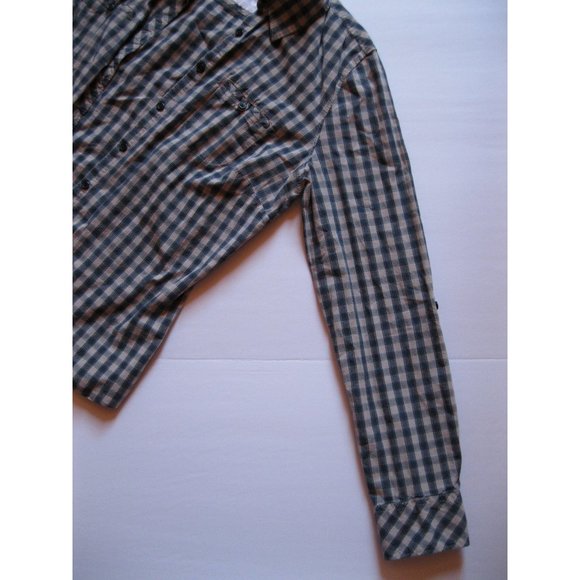 Sonoma Life + Style Blue and Tan Long Sleeve Shirt - Picture 6 of 11